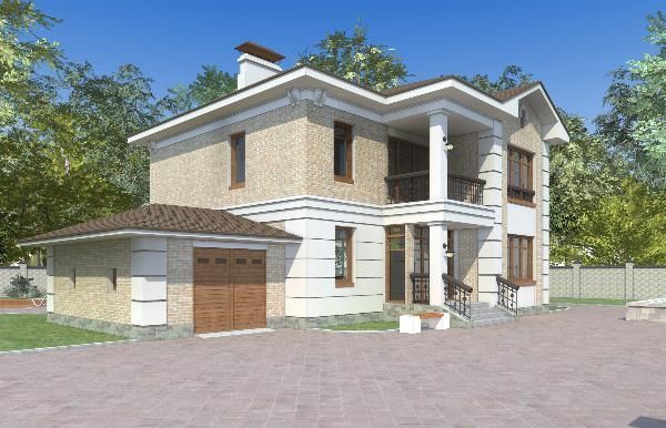 Проект дома из керамических блоков с гаражом 1-211 (155A )