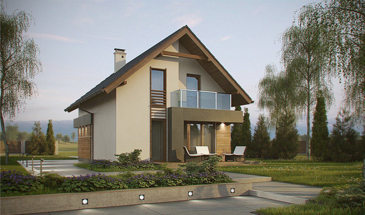 Проект дома с балконом из арболита 5-104,7 (z174)
