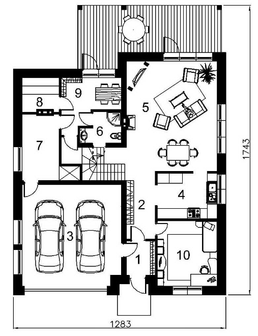 Проект дома в два этажа с двухскатной крышей 2-212,3