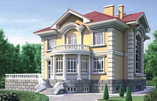 Проект дома в колониальном стиле с цокольным этажом 3-415,2 (35-27)