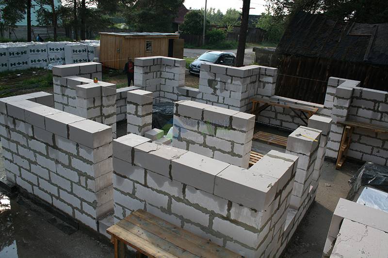 строительство внутренних несущих стен дома из газобетона