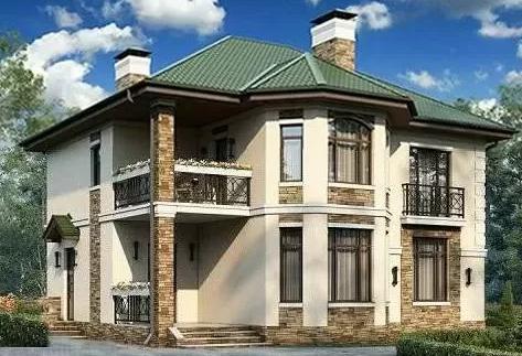 Проект кирпичного дома с эркером и балконом 1-155,7 (57-27)
