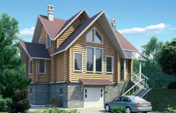 Проект деревянного дома с цокольным этажом 7-247,8 (34Б)
