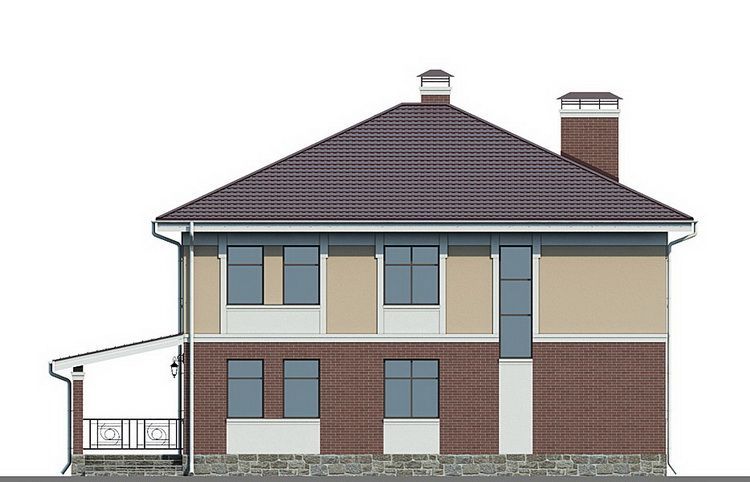 Проект кирпичного дома с балконом и террасой 2-266,3 (40-17)