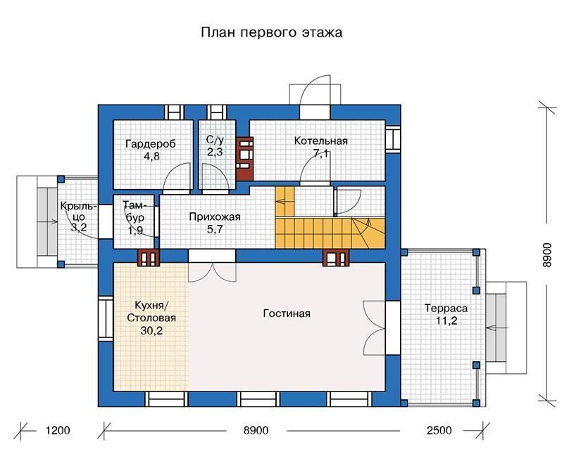 Проект дома размером 9 на 9 м 1-107,8 (57-17)