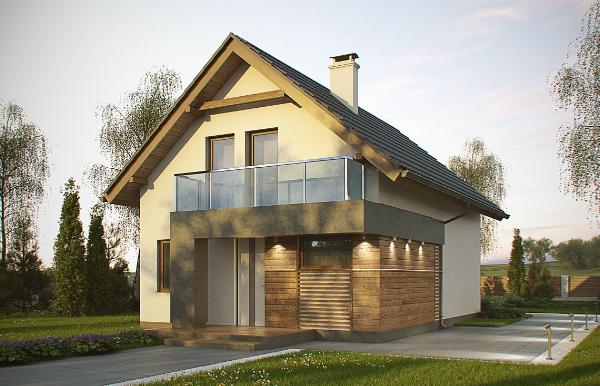 Проект дома с балконом из арболита 5-104,7 (z174)