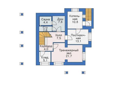 Проект комбинированного дома с цокольным этажом 7-266 (38-35)