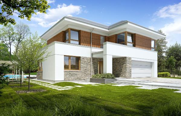 Проект современного дома с комбинированными фасадами 11-321