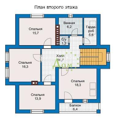 Проект классического дома 12 на 12 м 1-187,4 (57-00)