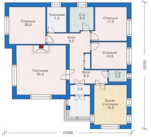 Проект одноэтажного дома на плите 6-145,3 (34-68)
