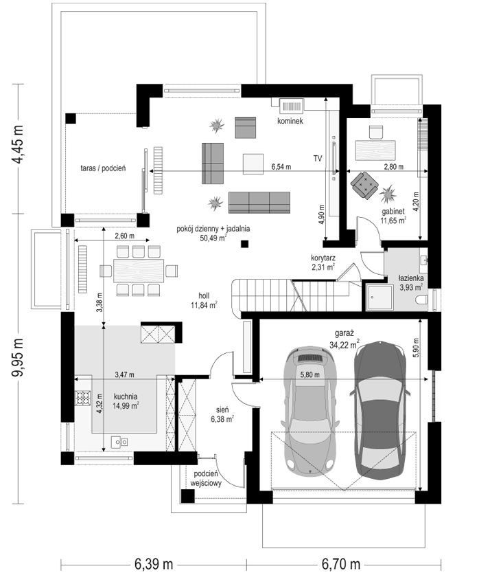 Проект современного коттеджа с 5 спальнями и кабинетом 17-323