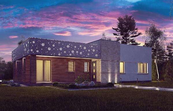 Проект одноэтажного кирпичного дома с плоской крышей 5-131,9 (zx115)