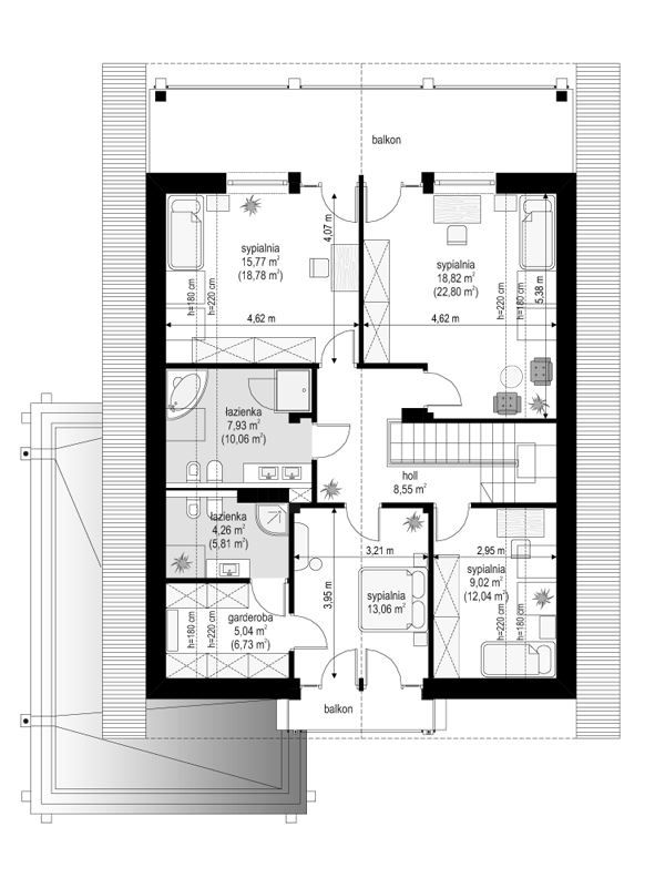 Проект двухэтажного современного дома в стиле Шале из газобетона 17-202