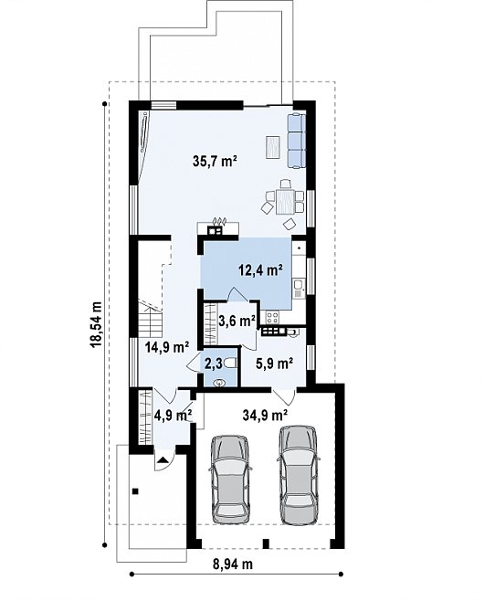 Проект длинного дома с гаражом и балконом 5-214,3 (z294)