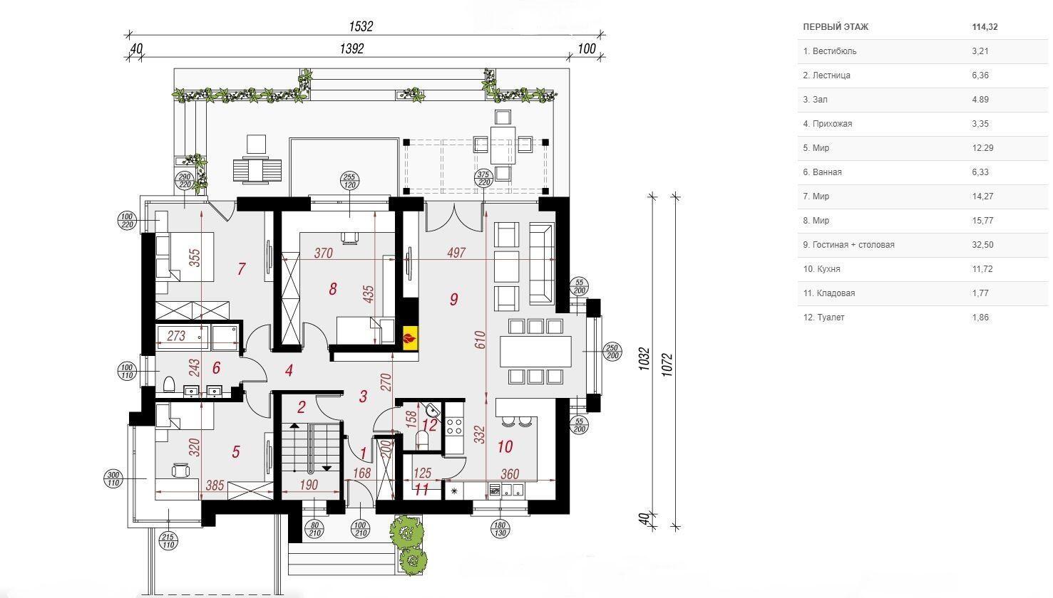 Проект газобетонного дома с цокольным этажом и гаражом 11-298