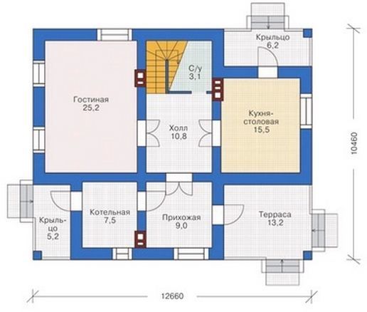 Проект дачного дома на ленточном фундаменте 3-150,8 (53-99)