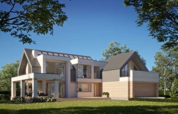 Проект дома в стиле Barn House с навесными вентилируемыми фасадами 12-334