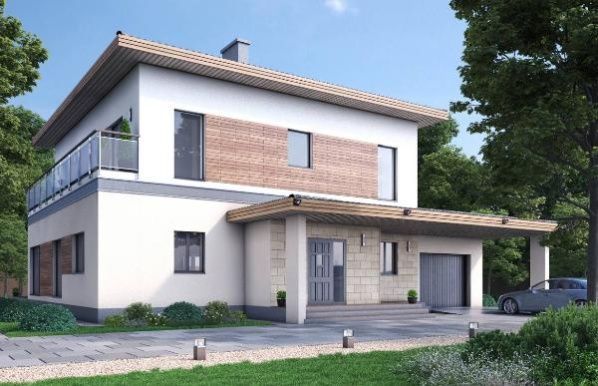 Проект современного дома с панорамными окнами 10-286