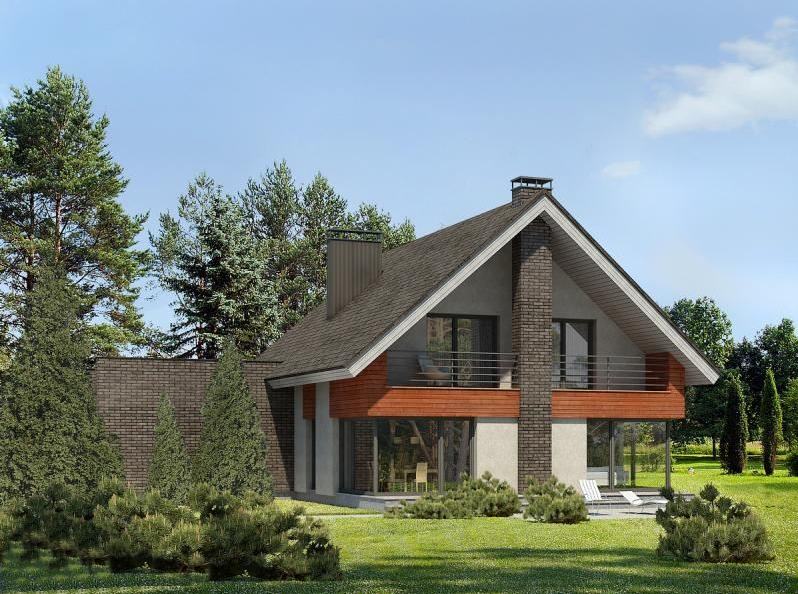 Проект монолитного дома с двухскатной крышей 2-201,3