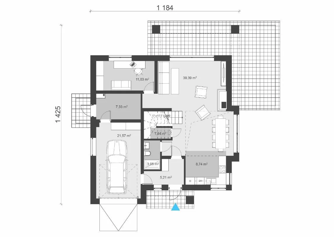 Проект двухэтажного современного дома размером 12 на 12 м 18-172