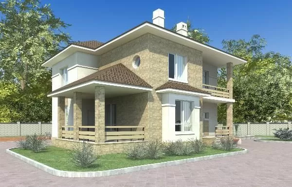 Проект газобетонного дома размером 12 на 12 метров 1-173 (55-26)
