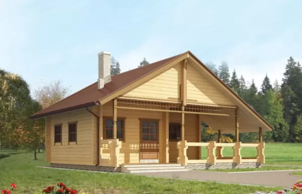 Проект готового деревянного дома с металлочерепицей 7-56,9