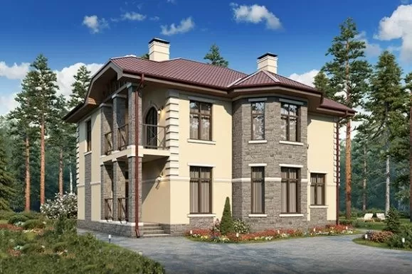 Проект классического дома с эркером 1-171,9 (57-14)
