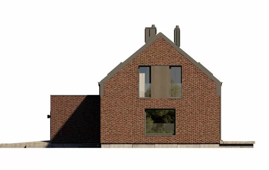 Проект дома в стиле Барнхаус с кирпичным фасадом на плите 16-123