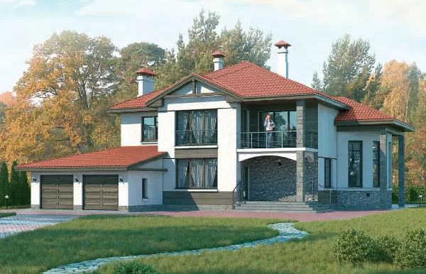 Проект кирпичного дома на фундаментной плите 4-376,8 (120А)